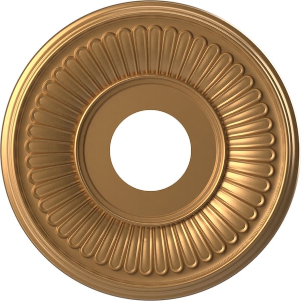 Ekena Millwork Berkshire PVC Ceiling Medallion (Canopies up to 5 3/4"), 13"OD x 3 1/2"ID x 3/4"P, Bright Coat Gold CMP13BEBGL - main